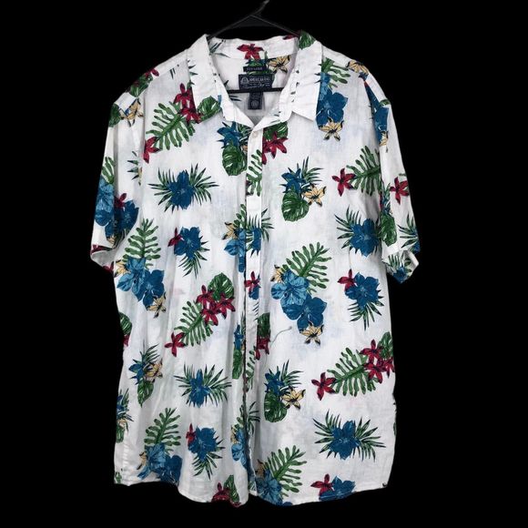 Men’s American Rag Tropical Island Print Button up Linen Blend Shirt SZ XXXL - Picture 1 of 5